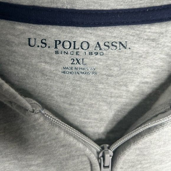 U.S. Polo Assn. Men's Full Zip Fleece Sweatshirt Hoodie. Gray 2XL - Picture 3 of 15